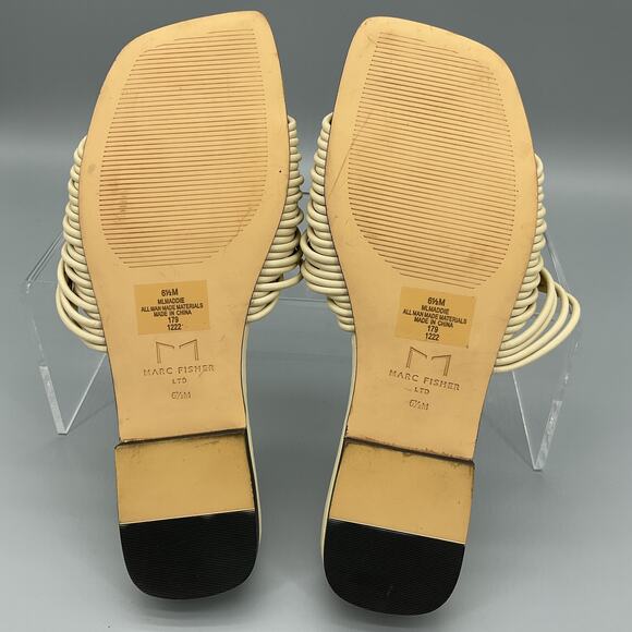 NEW Marc Fisher Women’s Maddie Flat Sandals Cream Size 6.5M - Picture 8 of 10